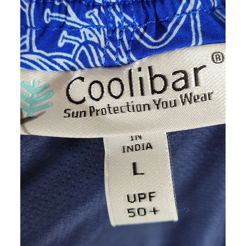 Coolibar Board Shorts Mens Large‎ Cobalt Maui Floral Print UPF50 Lined Hawaiian